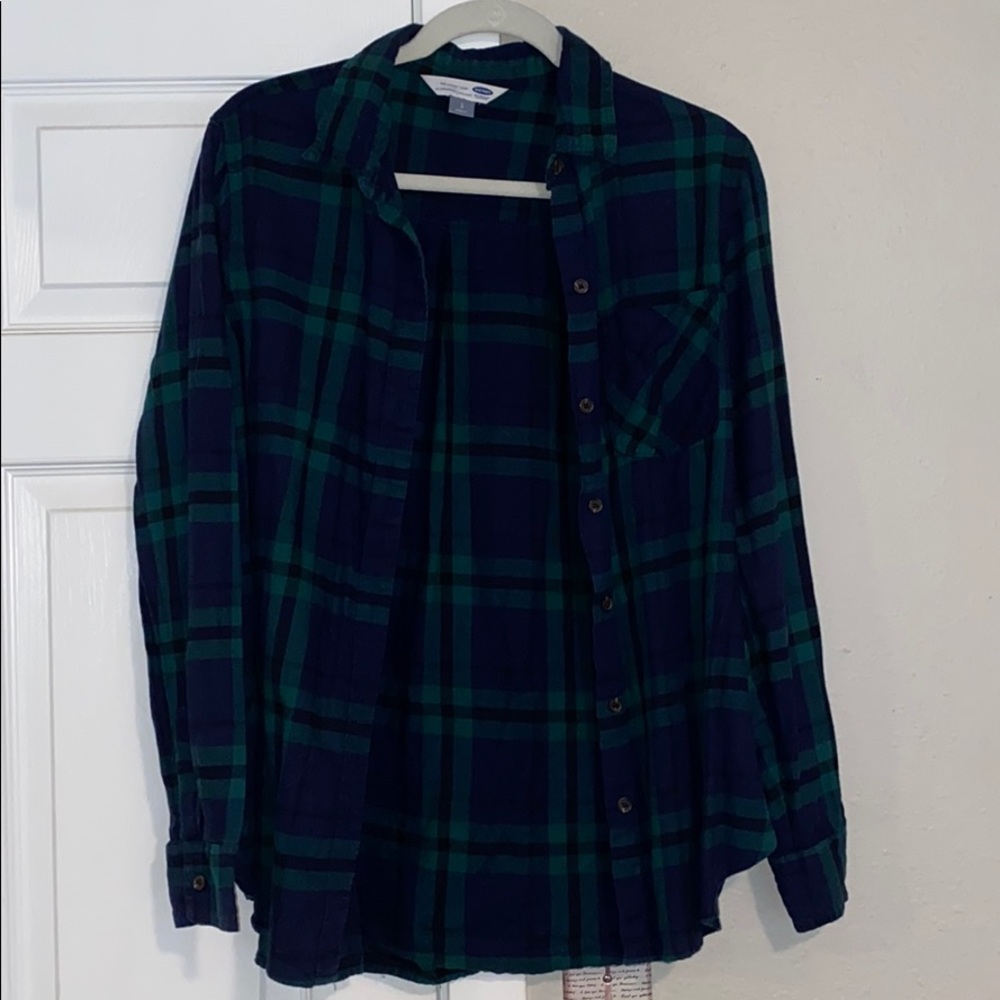 Old Navy Flannel, dark blue and green